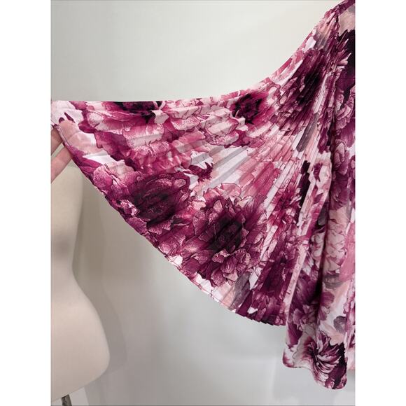 Catherines Pink Floral Tunic Top Sz 1X Accordian Wide Bell Sleeves Peasant Boho - Picture 4 of 7